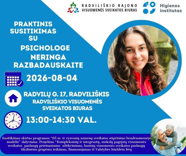 Paskaita ir praktinis užsiėmimas „Poilsio ir dienos rėžimo svarba" @ Radviliškio rajono visuomenės sveikatos biuras